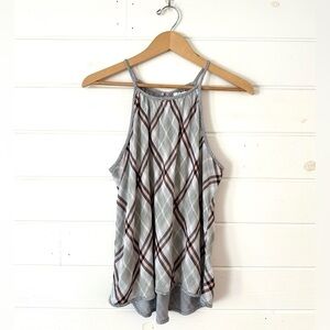 Bella Dahl Kia Argyle Plaid Diamond Soft Gauzy Breezy Halter Tank Sz S